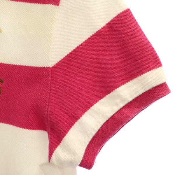 ラルフローレン ビッグポニー ボーダー 半袖 ポロシャツ M ピンク×ホワイト RALPH LAUREN レディース