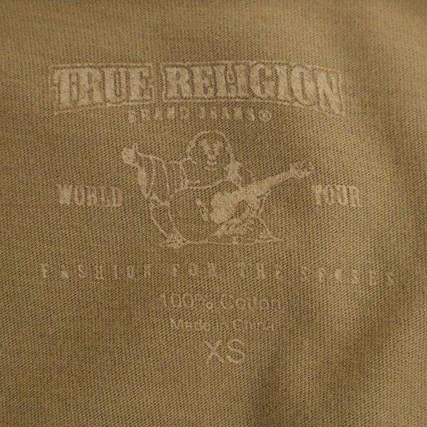 トゥルーレリジョン プリント 半袖 Vネック Tシャツ XS ベージュ TRUE RELIGION レディース