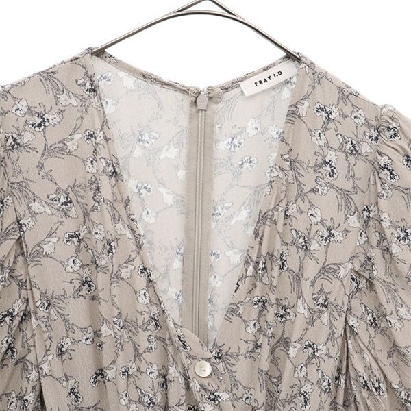 FRAY I.D フレイアイディー ヴィスコース フラワープリント 5分袖 ワンピース 0 グレー系 FWFO221049 レディース