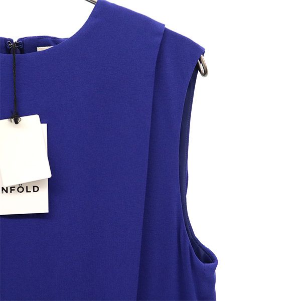 未使用 ENFOLD エンフォルド 日本製 ノースリーブ ワンピース 38 ブルー レディース