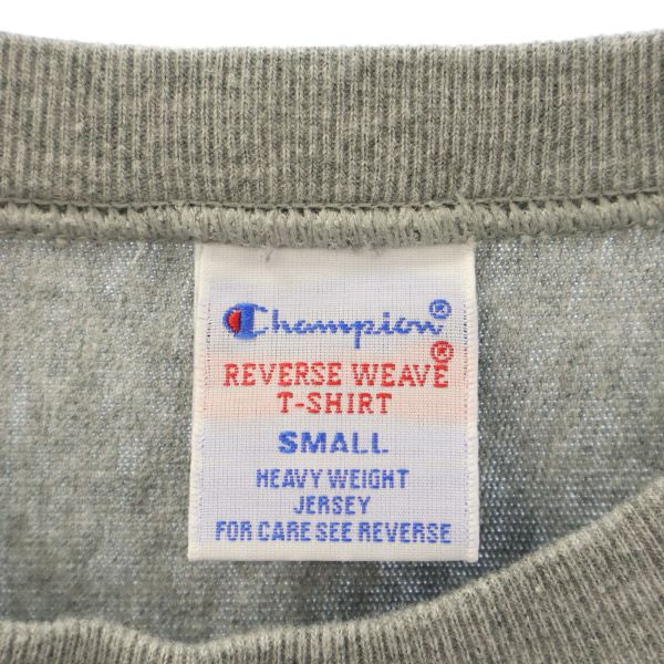 チャンピオン ワンポイントプリント 半袖 リバースウィーブ ヘビーウエイト Tシャツ SMALL グレー Champion クルーネック レディース