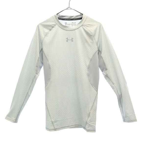 未使用 アンダーアーマー 総柄 トレーニング 長袖 Tシャツ MD グレー UNDER ARMOUR ロンT クルーネック スポーツ メンズ