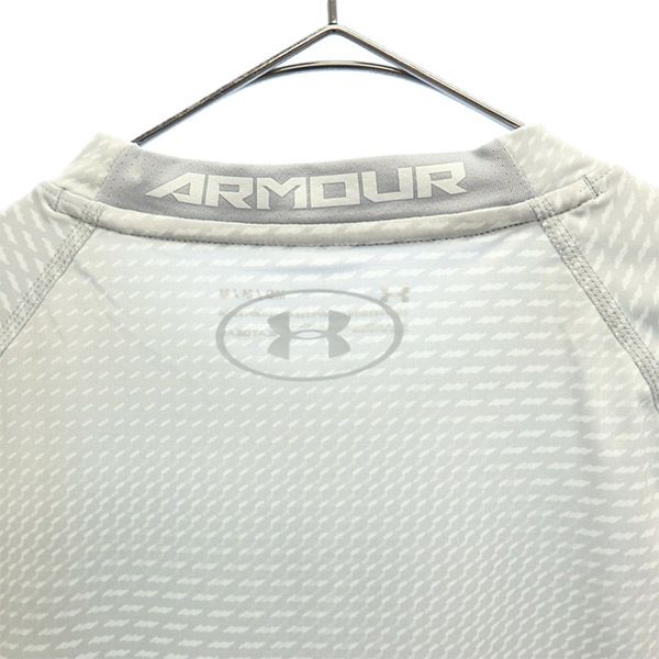 未使用 アンダーアーマー 総柄 トレーニング 長袖 Tシャツ MD グレー UNDER ARMOUR ロンT クルーネック スポーツ メンズ