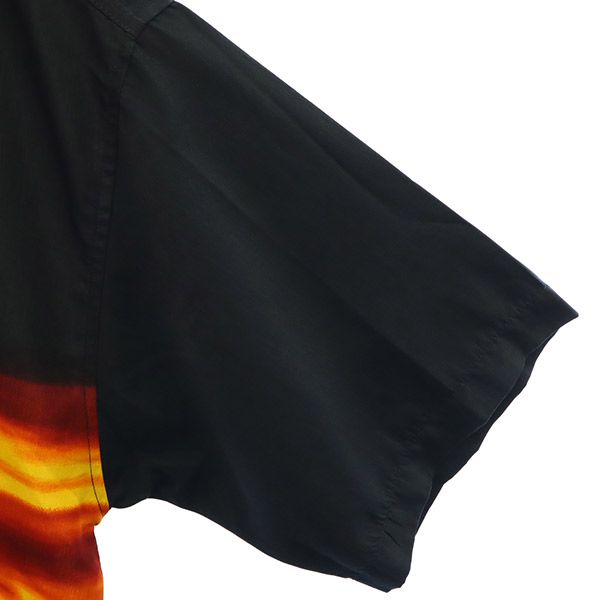 no boundaries ノーバウンダリーズ 総柄 半袖 オープンカラーシャツ L ブラック系 メンズ