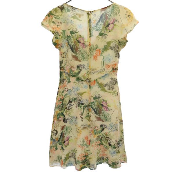 TOCCA トッカ 総柄 半袖 ワンピース 0 ホワイト系 フレンチスリーブ レディース