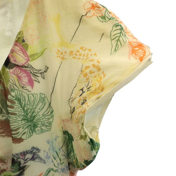 TOCCA トッカ 総柄 半袖 ワンピース 0 ホワイト系 フレンチスリーブ レディース