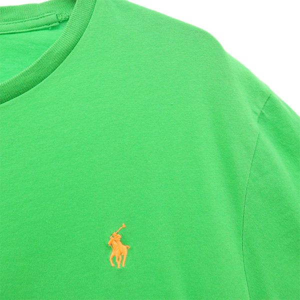 ポロラルフローレン ワンポイントロゴ刺繍 半袖 Tシャツ M グリーン×オレンジ POLO RALPH LAUREN メンズ