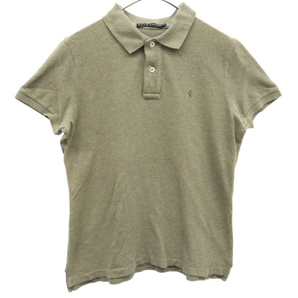 ラルフローレン 刺繍 半袖 ポロシャツ L グリーン系 RALPH LAUREN レディース