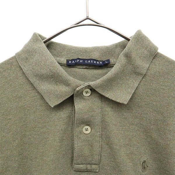 ラルフローレン 刺繍 半袖 ポロシャツ L グリーン系 RALPH LAUREN レディース