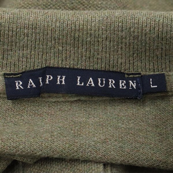 ラルフローレン 刺繍 半袖 ポロシャツ L グリーン系 RALPH LAUREN レディース