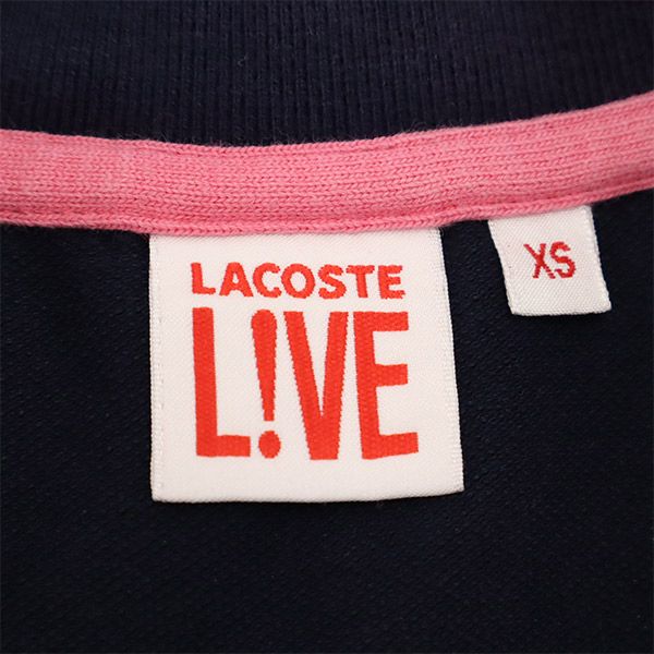 ラコステライブ ロゴワッペン 半袖 ポロシャツ XS ネイビー LACOSTE L!VE 鹿の子地 レディース