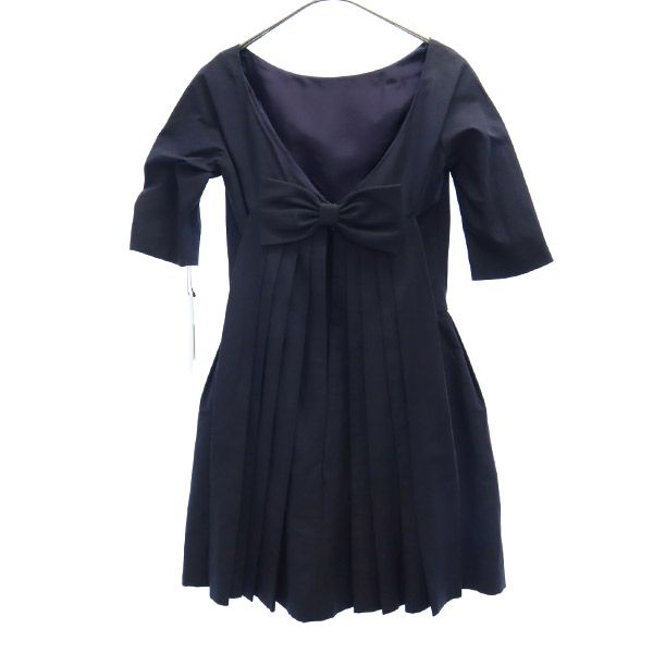 未使用 Banner Barrett バナーバレット リネンブレンド 半袖 ワンピース 36 ネイビー レディース