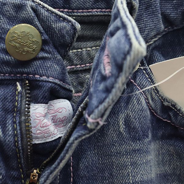 未使用 KariAng カリアング 刺繍 スリムデニムパンツ W24 ブルー ジーパン レディース