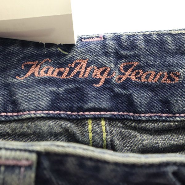 未使用 KariAng カリアング 刺繍 スリムデニムパンツ W24 ブルー ジーパン レディース
