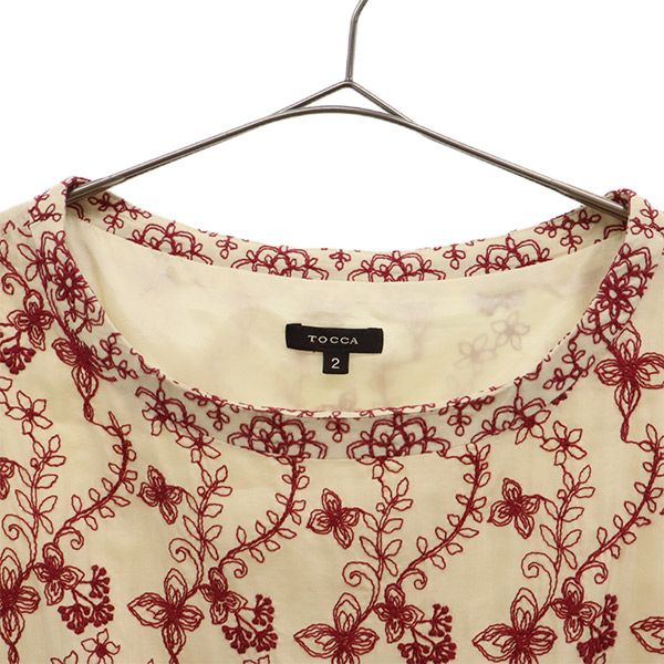TOCCA トッカ 日本製 総柄 ノースリーブ ワンピース 2 ベージュ×レッド レディース