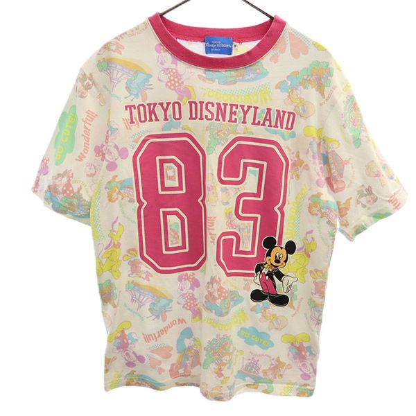 東京ディズニーリゾート ミッキーマウス 総柄プリント 半袖 Tシャツ S ピンク系 TOKYO DISNEY RESORT メンズ