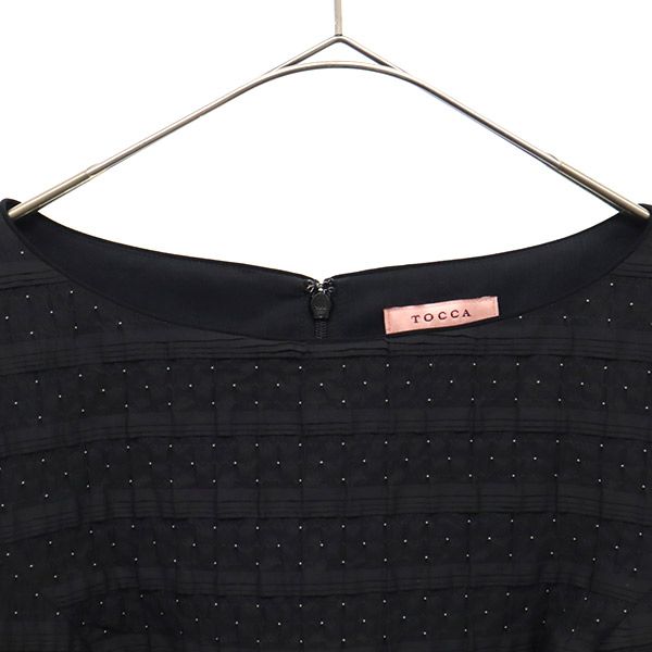TOCCA トッカ 日本製 総柄 ノースリーブ ワンピース 2 ブラック レディース