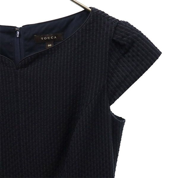 TOCCA トッカ 日本製 半袖 レース ワンピース 0 ネイビー系 レディース