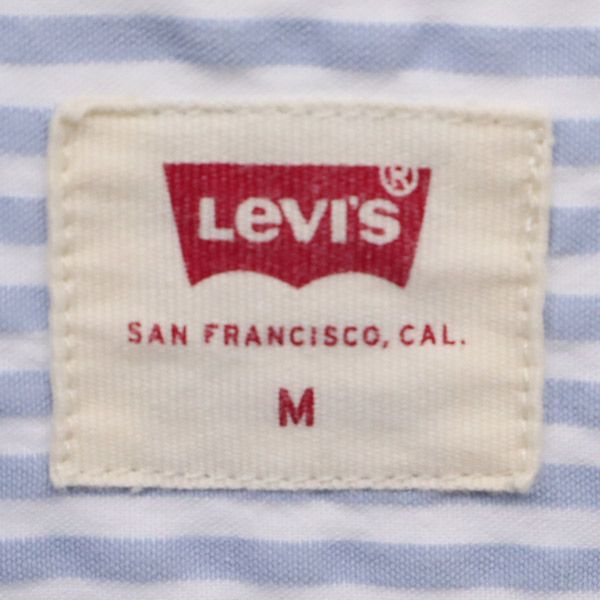 Levi's リーバイス シアサッカー ストライプ 半袖 シャツ M ブルー シアサッカー地 メンズ