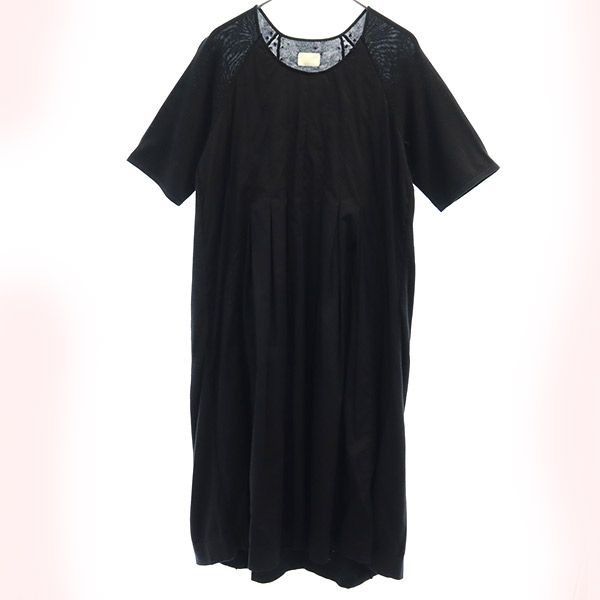 UNITED ARROWS STYLE for LIVING ユナイテッドアローズ スタイルフォーリビング 切替 半袖 ワンピース ブラック レディース