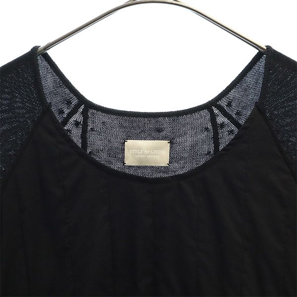 UNITED ARROWS STYLE for LIVING ユナイテッドアローズ スタイルフォーリビング 切替 半袖 ワンピース ブラック レディース