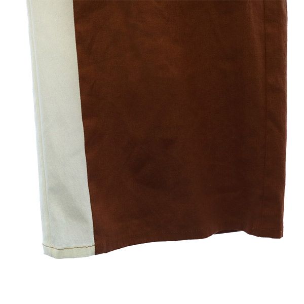 CONVERSE コンバース リネンブレンド 切替 ワイドパンツ ブラウン×ホワイト レディース