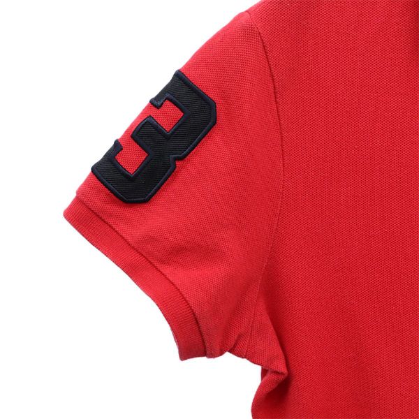 ラルフローレン ビッグポニー 刺繍 半袖 ポロシャツ M レッド RALPH LAUREN 鹿の子地 ナンバリング レディース