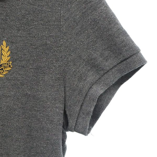ラルフローレン ロゴワッペン 半袖 ポロシャツ XS グレー RALPH LAUREN 鹿の子地 レディース