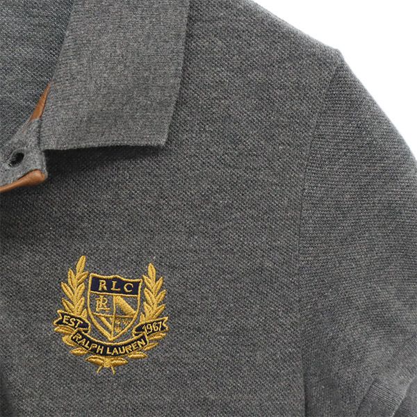 ラルフローレン ロゴワッペン 半袖 ポロシャツ XS グレー RALPH LAUREN 鹿の子地 レディース