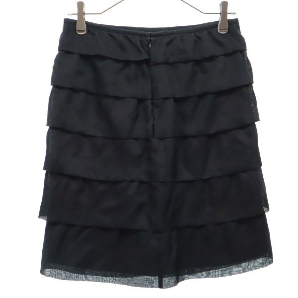 トゥモローランド ミディ丈 ティアードスカート 38 ブラック TOMORROWLAND レディース