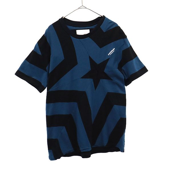 yoshiokubo GROUND FLOOR ヨシオクボ グランドフロア 総柄 半袖 Tシャツ 3 ブルー×ブラック メンズ
