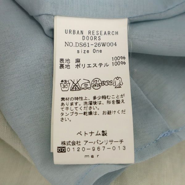 アーバンリサーチドアーズ リネン 半袖 ロングワンピース ONE ブルー URBAN RESEARCH DOORS レディース