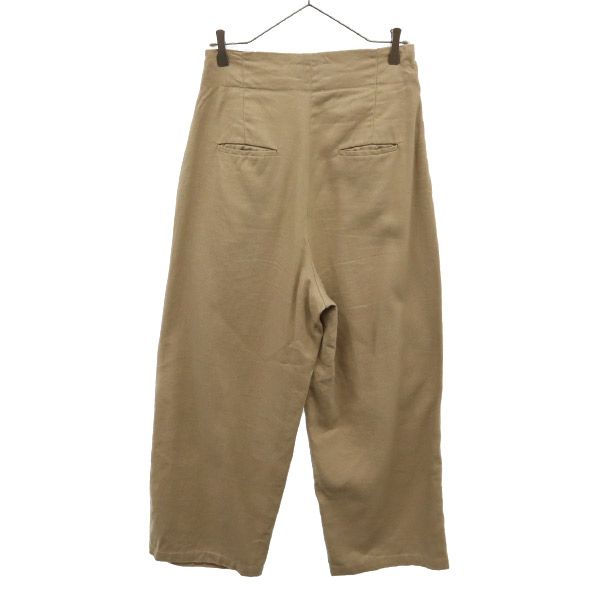 SERGE de bleu サージ 日本製 リネンブレンド ワイドパンツ 38 ベージュ レディース