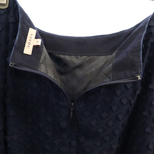 TOCCA トッカ レースシフォン ミディ丈 レース シフォン スカート 2 ネイビー レディース