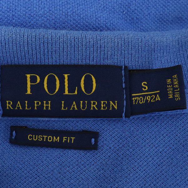 ポロラルフローレン 刺繍 半袖 ポロシャツ S ブルー POLO RALPH LAUREN 鹿の子地 メンズ