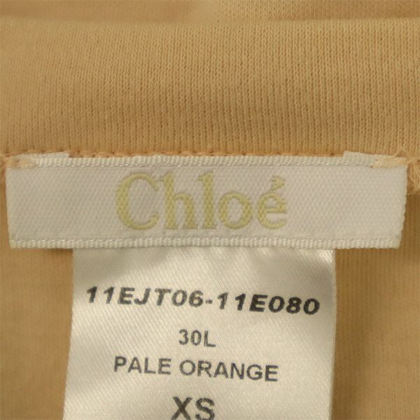 Chloe クロエ 刺繍 半袖 バックリボン Tシャツ XS ピンク ポケット付 レディース