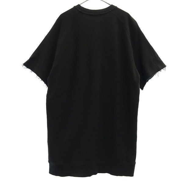 オニツカタイガー ロゴ刺繍 半袖 スウェット XS ブラック ONITSUKA TIGER カットオフ Tシャツ レディース