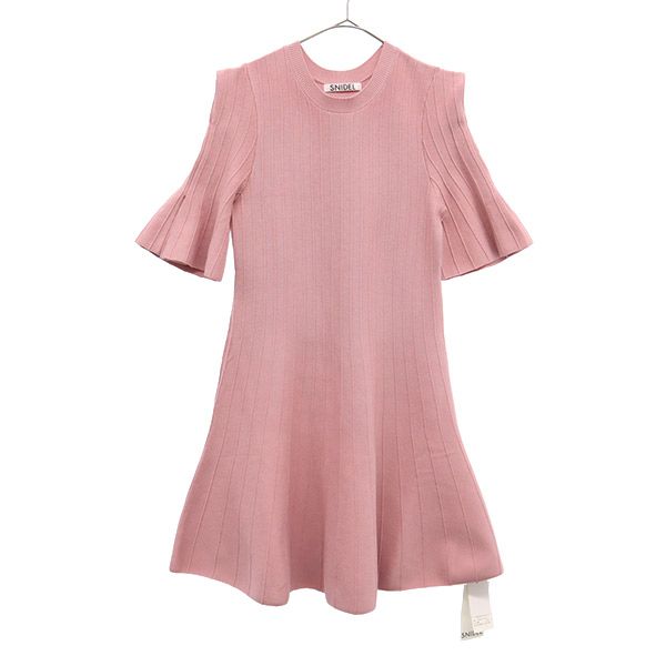 未使用 SNIDEL スナイデル 5分袖 ニット ワンピース F ピンク SWNO191060 レディース