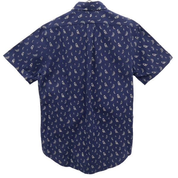 ラルフローレン 総柄 半袖 ボタンダウンシャツ S ネイビー RALPH LAUREN メンズ