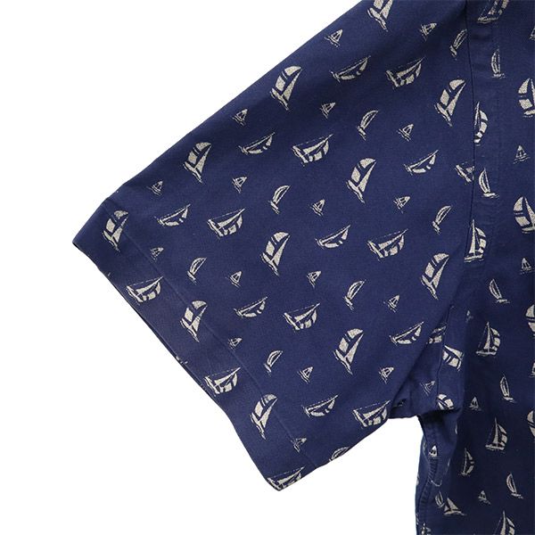 ラルフローレン 総柄 半袖 ボタンダウンシャツ S ネイビー RALPH LAUREN メンズ