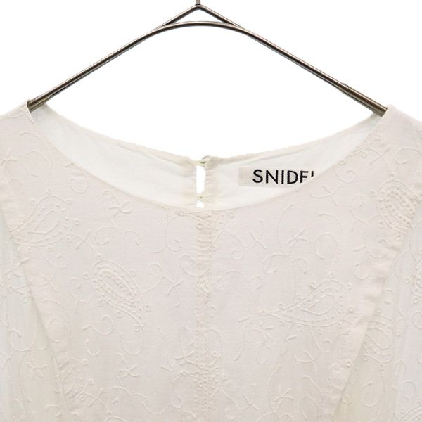 SNIDEL スナイデル 20ss SWFO202033 刺繍 半袖 パンチングレースタック ワンピース 0 ホワイト レディース