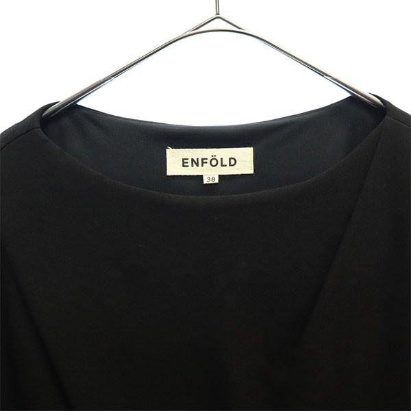 ENFOLD エンフォルド 半袖 フレンチスリーブ ワンピース 38 ブラック レディース