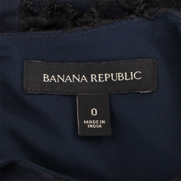 バナナリパブリック 刺繍 半袖 ワンピース 0 ネイビー Banana Republic レディース