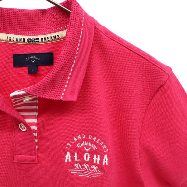キャロウェイ 刺繍 ゴルフ 半袖 ポロシャツ L ピンク Callaway レディース