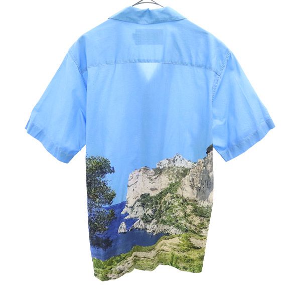 LACOSTE ラコステ 総柄 半袖 シャツ 39 ブルー メンズ