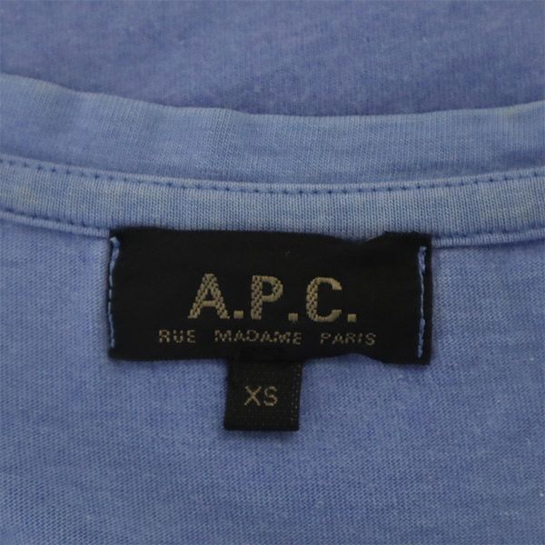 アーペーセー プリント 半袖 Vネック Tシャツ XS ブルー A.P.C. メンズ