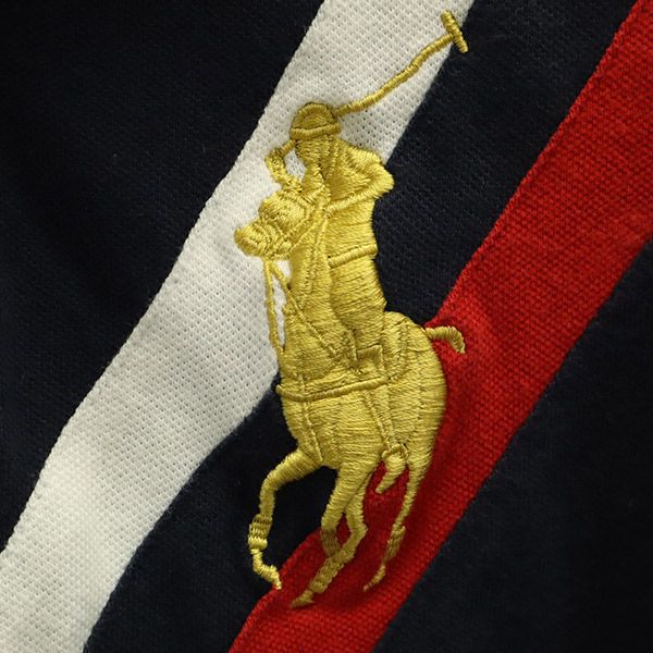 ポロラルフローレン ビッグポニー 切替 半袖 ポロシャツ S ネイビー POLO RALPH LAUREN レディース