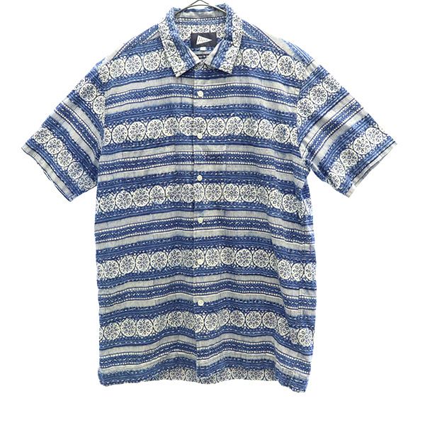 Pilgrim ピルグリム 日本製 総柄 半袖 シャツ S ブルー系 メンズ