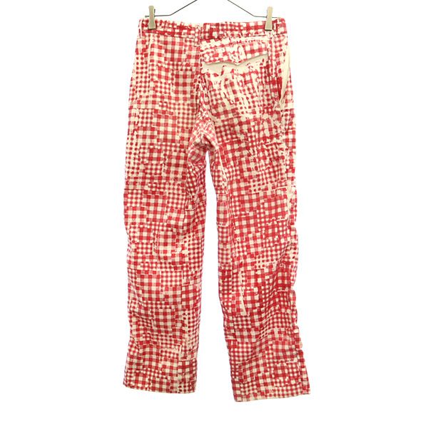 keisuke kanda ケイスケカンダ チェック柄 ストレートパンツ 2 レッド ボタンフライ レディース