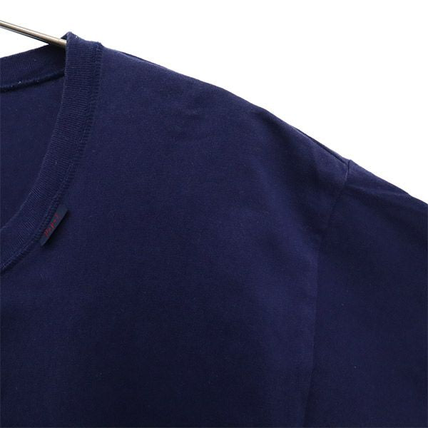 PaPas MANIERE DE HEMING パパス マニエール ド ヘミング ロゴプリント 半袖 ヘンリーネック ポロシャツ S ネイビー メンズ